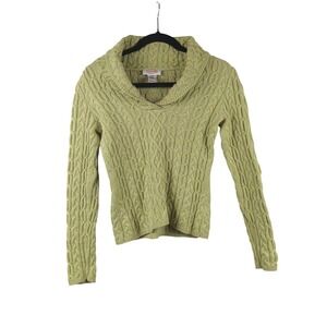 VTG Talbots Women's Cable Knit Cowl Neck Sweater‎ Green Small Hong Kong